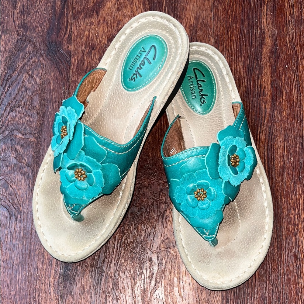 Clarks Artisan Teal Floral Sandals
